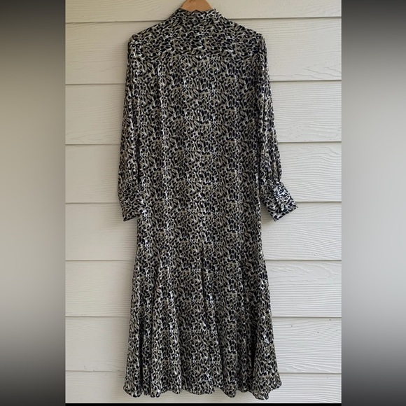 Equipment Femme Animal Print 100% Silk Maxi Shirt Dress Small Long Sleeve Collar - Picture 5 of 10